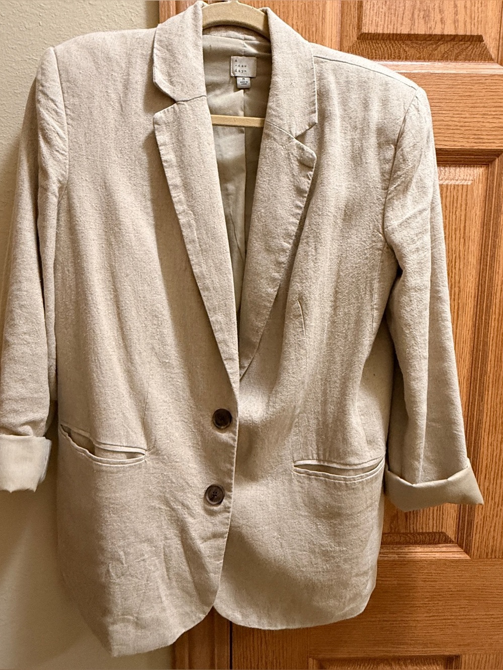 A New Day Relaxed Linen-Blend Beige Blazer - Women